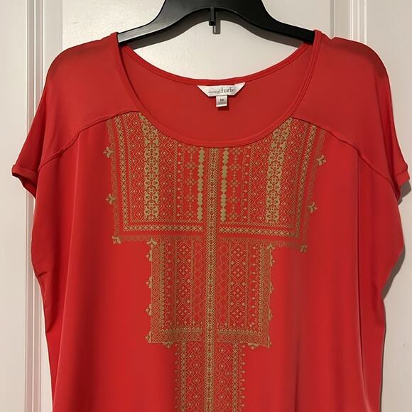 Charming Charlie Short Sleeve Coral Top - Picture 2 of 9